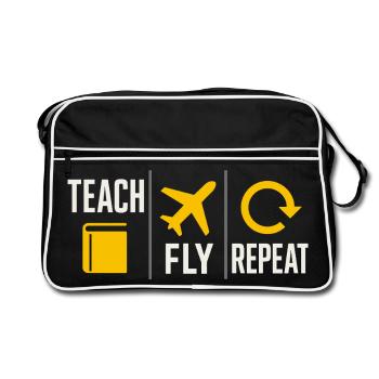 Flight Instructor Cfi Pilot Aviation Instructor - Retro Bag - black/white - Front