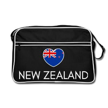 Cœur avec drapeau néo-zélandais - Sac Retro - noir/blanc - Devant