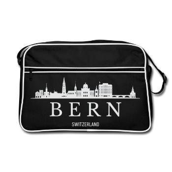 Bern skyline, Bern Switzerland - Retro Bag - black/white - Front