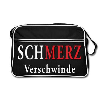 SCHMERZ VERSCHWINDE - Retro Tasche - Schwarz/Weiß - Vorne