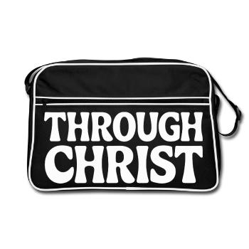 Par le Christ Jésus Chrétiens Foi - Sac Retro - noir/blanc - Devant