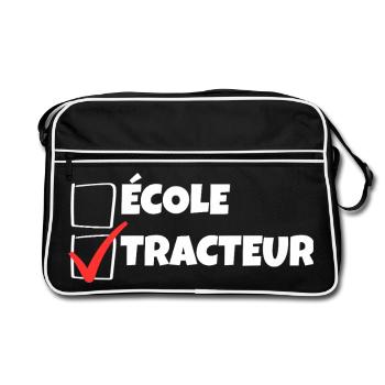 Petit Agriculteur Humour Tracteur Enfant  - Sac Retro - noir/blanc - Devant