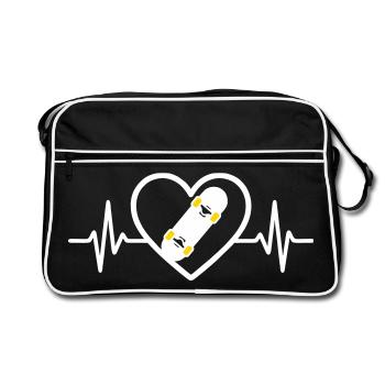 Skateboard Cœur Sport Urbain Street Passion - Sac Retro - noir/blanc - Devant