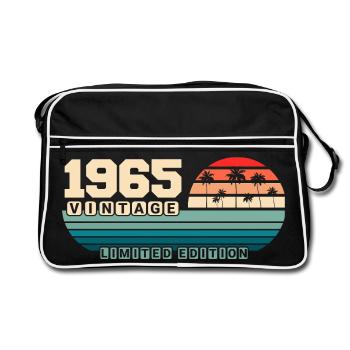 60th Birthday 1965 Vintage 1965 Retro Sunset - Retro Bag - black/white - Front