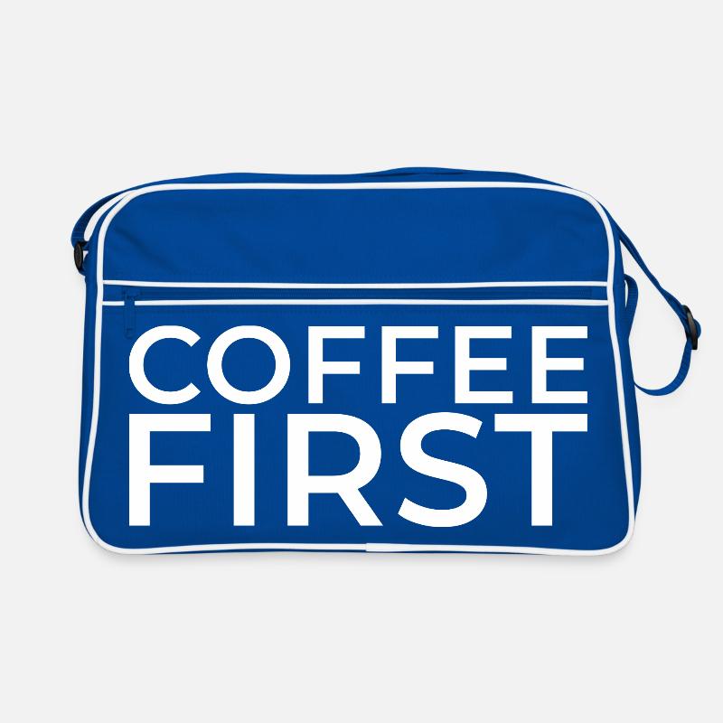 Coffee First - White Print Retro Bag