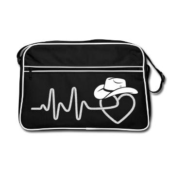 Battement de cœur avec chapeau de cowboy - Sac Retro - noir/blanc - Devant