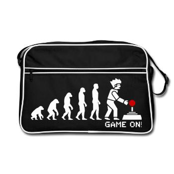 Game On Evolution: Gaming Button Gamer Nerd - Retro Bag - black/white - Front