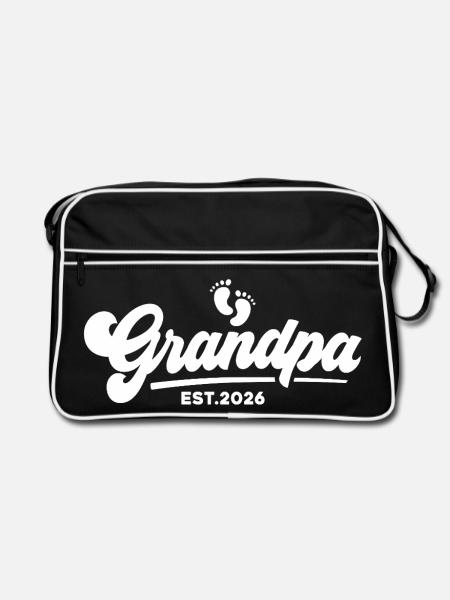 Opa 2026 - Stolzer Opa - Geschenkidee - Retro Tasche - Schwarz/Weiß - Vorne