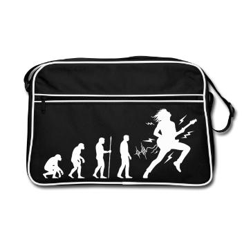 Evolution zum Rockmusiker Gitarren Design - Retro Tasche - Schwarz/Weiß - Vorne