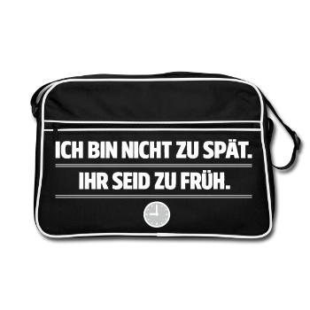Pas trop tard – tu es trop tôt - Sac Retro - noir/blanc - Devant