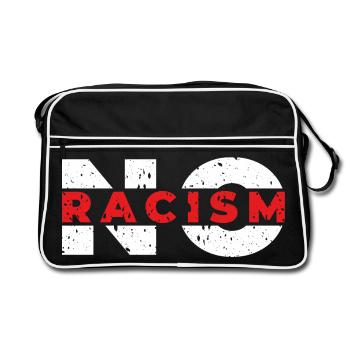 No Racism - Retro Tasche - Schwarz/Weiß - Vorne