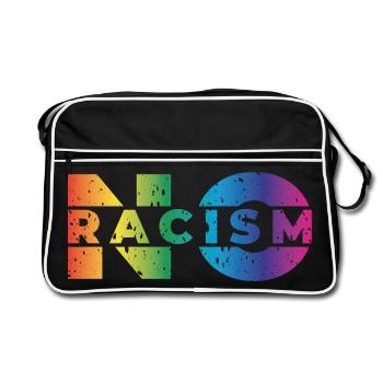 No Racism - Retro Tasche - Schwarz/Weiß - Vorne