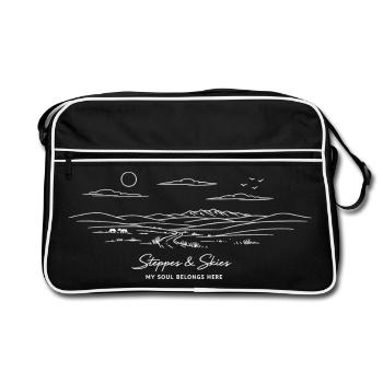 Steppes et cieux : Steppe Kazakhstan Minimaliste - Sac Retro - noir/blanc - Devant