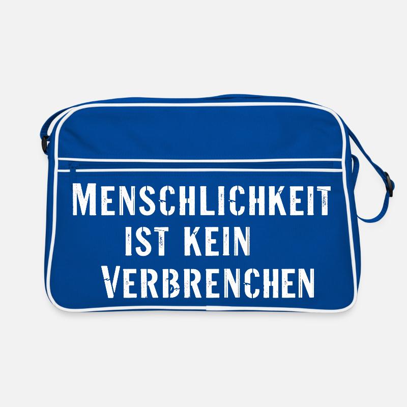 Statement Spruch Menschlichkeit kein Verbrechen Retro Tasche