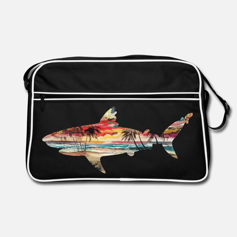 Coucher de requins Palmiers Plage Idylle tropicale Sac Retro