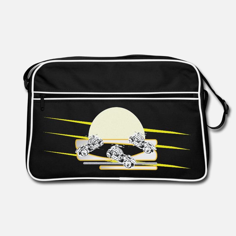 Biker Motorrad Chopper  - Retro Tasche - Schwarz/Weiß
