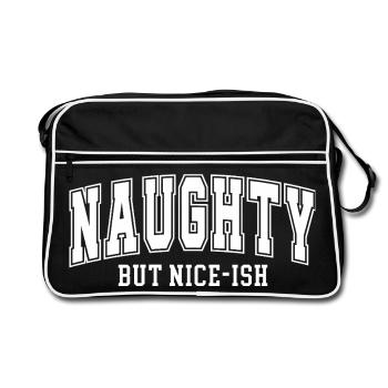 Naughty but Nice-ish Typography Gift Dirty - Retro Bag - black/white - Front