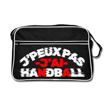 J’Peux Pas J’ai Handball | T-Shirt Handballeur Hum - Sac Retro - noir/blanc - Devant