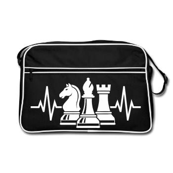 Échecs Heartbeat Pièces d’échecs avec Heartbeat - Sac Retro - noir/blanc - Devant