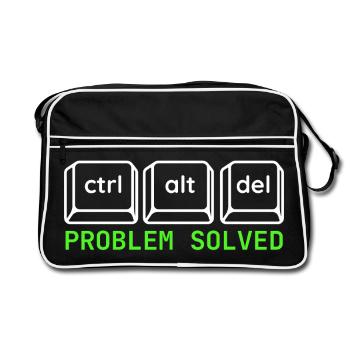 Ctrl Alt Del – Problem Solved IT Design - Retro Tasche - Schwarz/Weiß - Vorne