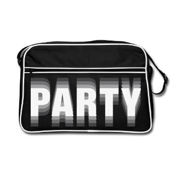 Party – Minimalist Typography Statement - Retro Bag - black/white - Front