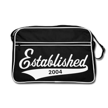 Créé en 2004 (année de naissance, anniversaire / Blanc) - Sac Retro - noir/blanc - Devant
