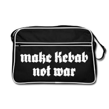 Make Kebab not war - Retro Tasche - Schwarz/Weiß - Vorne