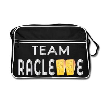 Team Raclette Käse - Retro Tasche - Schwarz/Weiß - Vorne