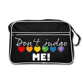 Cœur arc-en-ciel ne me juge pas blanc - Sac Retro - noir/blanc - Devant