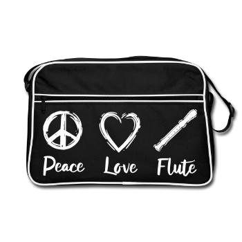 Peace Love Flute - Retro Bag - black/white - Front