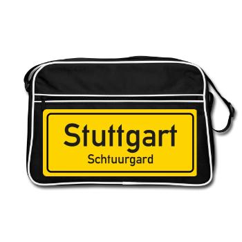 Panneau toponymique de Stuttgart Allemagne - Sac Retro - noir/blanc - Devant