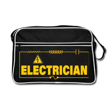 ÉLECTRICIEN - Sac Retro - noir/blanc - Devant