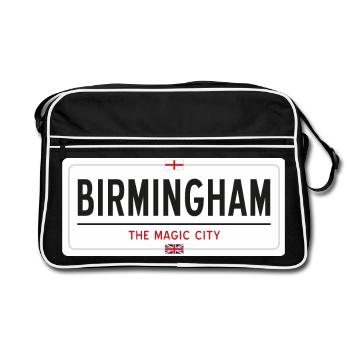 Panneau de nom de lieu de Birmingham - Sac Retro - noir/blanc - Devant