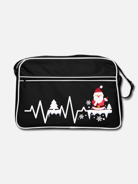 Petit Père Noël Battement de cœur Sapin de Saint-Nicolas - Sac Retro - noir/blanc - Devant