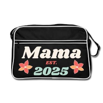 Mama Est 2025 Je vais être maman style rétro - Sac Retro - noir/blanc - Devant