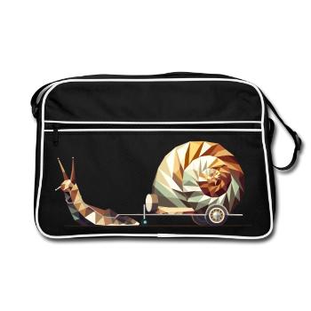 Escargot avec caravane – Le Slow Travel comme art - Sac Retro - noir/blanc - Devant