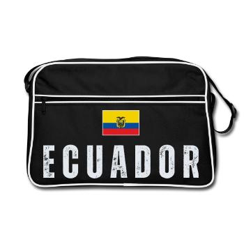 Drapeau de l'Équateur, j'aime l'Équateur - Sac Retro - noir/blanc - Devant