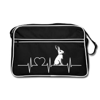 Hasen Hase - Retro Tasche - Schwarz/Weiß - Vorne