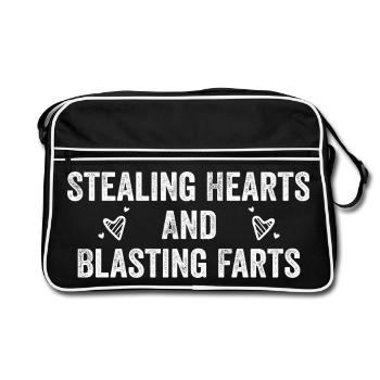 Herzenstehler & Pups-Meister Lustiges Kinder Desig - Retro Bag - black/white - Front