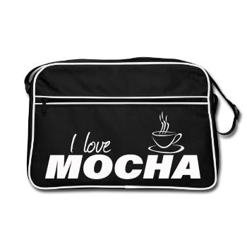 I LOVE MOCHA - Retro Tasche - Schwarz/Weiß - Vorne