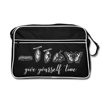 Inspiring butterfly fan graphic - Retro Bag - black/white - Front