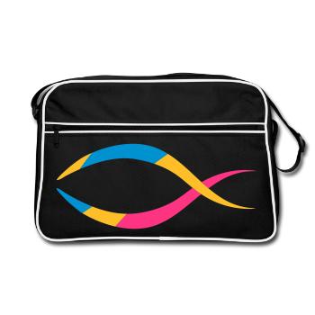 le poisson comme un symbole chrétien - Sac Retro - noir/blanc - Devant