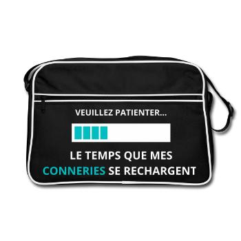 Veuillez patienter mes conneries se rechargent - Sac Retro - noir/blanc - Devant