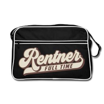 Full Time Rentner | Farben änderbar - Retro Tasche - Schwarz/Weiß - Vorne