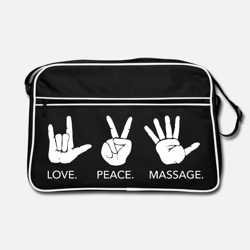 love peace massage therapist masseurin körper Retro Tasche