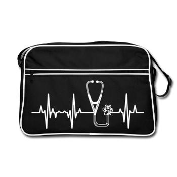 Stethoscope Heartbeat - Retro Bag - black/white - Front
