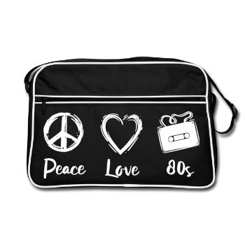 Peace Love 80s - Retro Bag - black/white - Front
