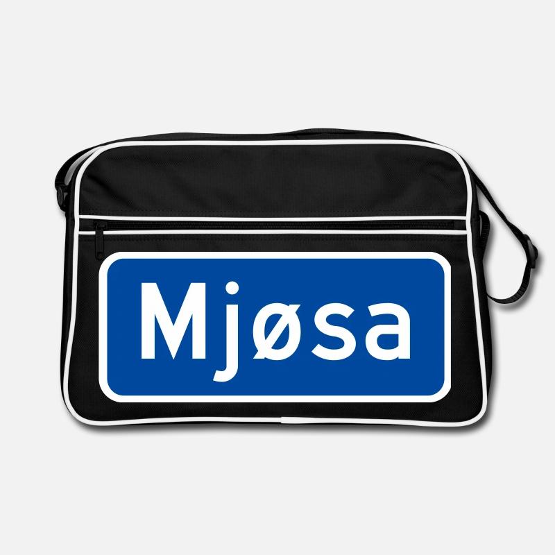 Der Mjøsa-See - Retro Tasche - Schwarz/Weiß