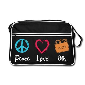 Peace Love 80s - Retro Bag - black/white - Front
