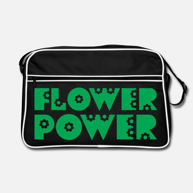 FLOWER POWER - Retro Tasche - Schwarz/Weiß